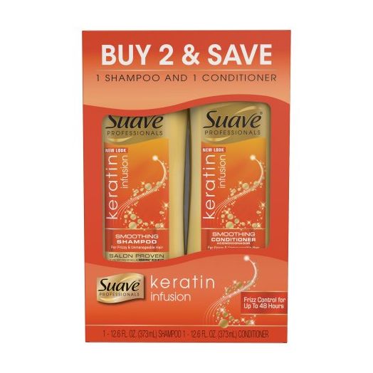 Suave Professionals Smoothing Shampoo and Conditioner Keratin Infusion 12.6 oz, 2 count