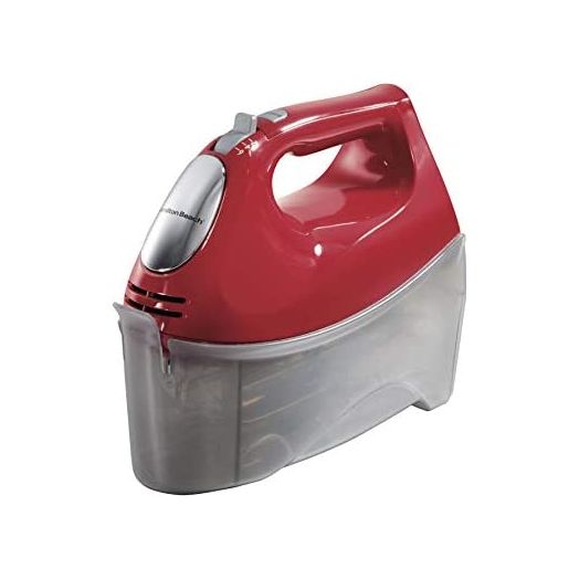 Hamilton Beach 6-Speed Electric Hand Mixer, Beaters and Whisk, with Snap-On Storage Case, Red