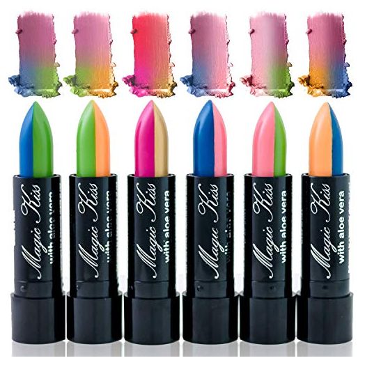 Pack of 6 Magic Kiss Color Changing Matte Lipstick set, Long Lasting Nutritious Lips Moisturizer Magic Temperature Color Change Lip Balm with Aloe Vera PH Lipstick Beauty Cosmetics Makeup MADE IN USA