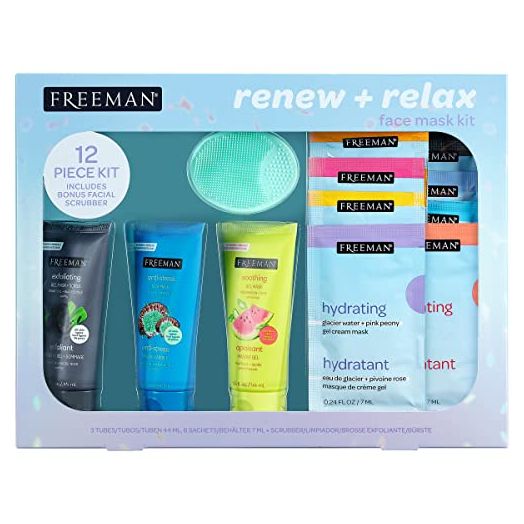 Freeman Limited Edition Renew & Relax Facial Mask Kit, Variety Face Mask Set, 12 Piece Mother's Day & Easter Gift Set, Perfect For Wife, Spouse, Significant Other, Girlfriend, or Daughter