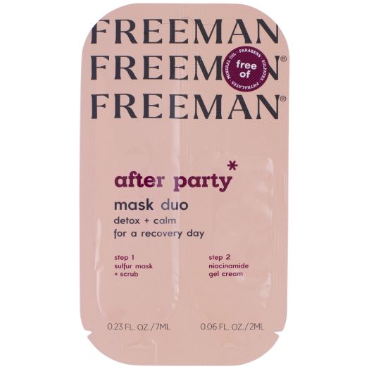 Freeman After Party Detox Facial Mask Duo, Detoxifying and Exfoliating, Pore Purifying and Soothes Skin, 0.23 fl. oz/7 mL and 0.08 fl. oz./2 mL Duo Sachet
