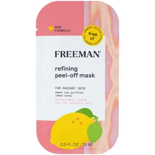Freeman Clearing Sweet Tea & Lemon Peel Off Clay Facial Mask, Antioxidant Rich Skincare Treatment, Protects Skin and Lightens Dark Spots, Face Mask For Combination Skin, 0.5 fl. oz./15 mL Sachet