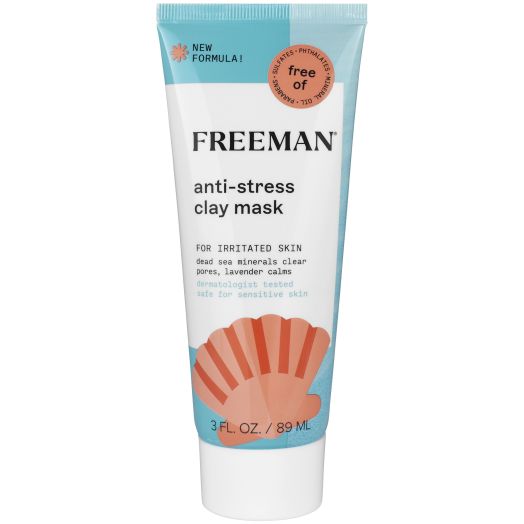 Freeman Anti-Stress Dead Sea Minerals & Lavender Clay Facial Mask, Stress Relief & Skin Soothing, Solution For Stressed Out and Blemish Prone Skin, 3 fl. oz./ 89 mL Tube