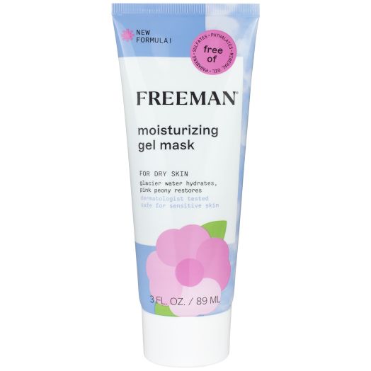 Freeman Moisturizing Glacier Water & Pink Peony Gel Facial Mask, Hydrating Face Mask, Leave On Overnight, Hydrating For Dry Skin, 3 fl. oz./89 mL Tube