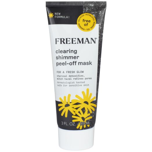 Freeman Clearing Shimmer Charcoal & Witch Hazel Peel Off Facial Mask, Pore Refining and Skin Detoxifying, 3 fl. oz./89 mL Tube