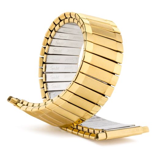 Speidel Men’s Twist-O-Flex Gold Tone PVD Stainless Steel Stretch Metal Replacement Expansion Watch Band with Self-Adjusting Straight Ends for 16mm 17mm 18mm 19mm 20mm 21mm 22mm timepieces