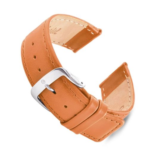 Speidel Genuine Leather Square Tip Watch Band 24mm Honey Oiled Leather Replacement Strap, Stainless Steel Metal Buckle Clasp, Watchband Fits Most Watch Brands