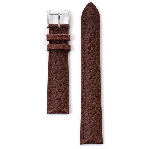 Speidel Genuine Leather Watch Band 24mm Brown Cowhide Buffalo Grain Replacement Strap, Stainless Steel Metal Buckle Clasp, Watchband Fits Most Watch Brands