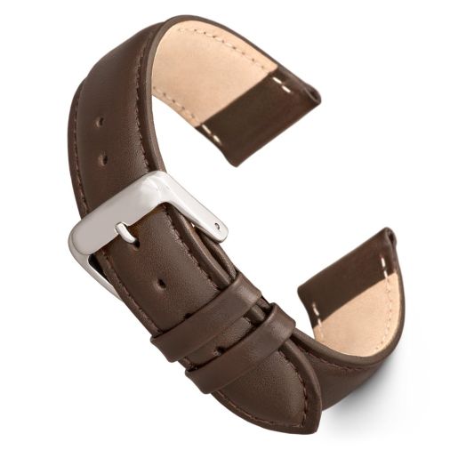 Speidel Genuine Leather Watch Band 22mm Brown Calf Skin Replacement Strap, Stainless Steel Metal Buckle Clasp, Watchband Fits Most Watch Brands