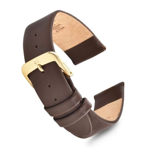 Speidel Genuine Leather Watch Band 18mm Brown Calf Skin Replacement Strap, Stainless Steel Metal Buckle Clasp, Watchband Fits Most Watch Brands