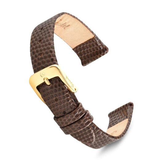 Speidel Leather Lizard Grain Watch Band with Stainless Steel Metal Buckles and are compaitble with Most watch Brands in 12MM Brown