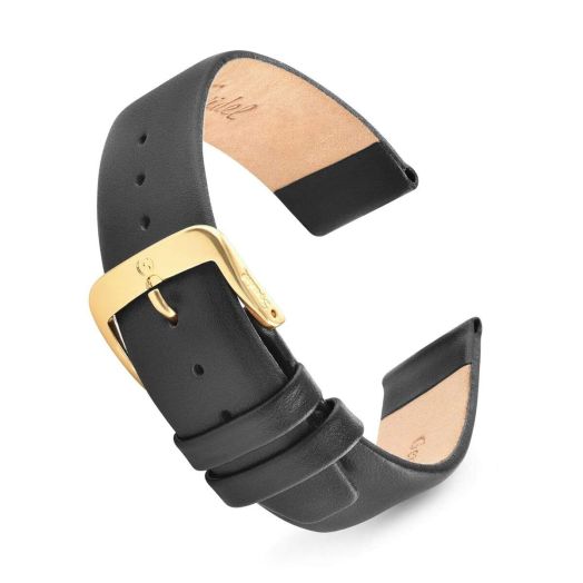 Speidel Genuine Leather Watch Band Black Classic Calf Skin Replacement Strap,17mm