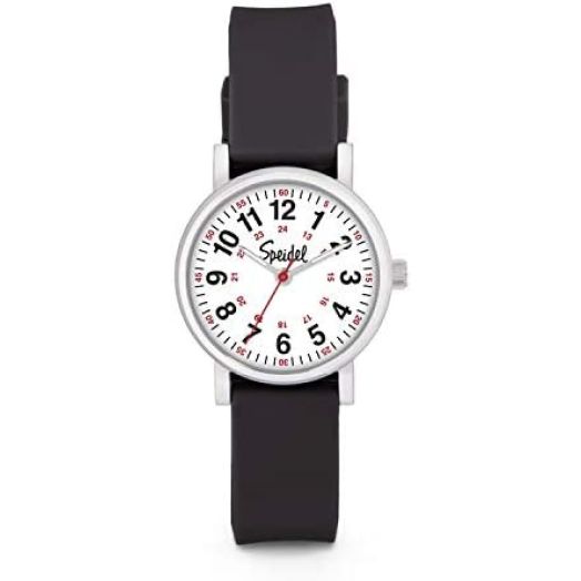 Speidel Petite Scrub Watch™ for Nurse, Doctors, Medical Professionals and Students – Men, Women, Unisex, Easy Read Dial, Military Time with Second Hand, Silicone Band, Water Resistant