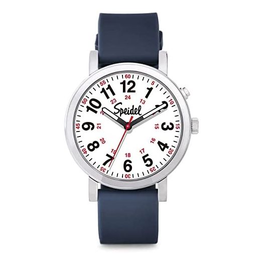 Speidel Glow Scrub Watch™, Electroluminescent Nurse Doctors Medical Professionals Students Men Women Unisex Easy Read Dial Military Time Second Hand, Silicone Band, Water Resistant