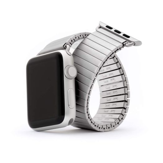 Speidel Twist-O-Flex Expansion band in IP Silver compatible for use with the 42/44/45 Apple Watch Series 1, 2, 3, 4,5, 6, 7, 8, 9 in Size 9