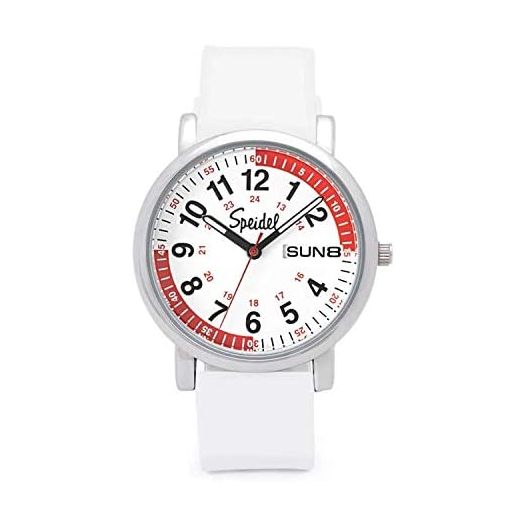 Speidel Scrub Watch™ Pulsometer 30 V2 Pulse Shade Quadrants Nurse Doctors Medical Professionals Students Men Women Unisex Easy Read Dial Military Time Second Hand Silicone Band Water Resistant
