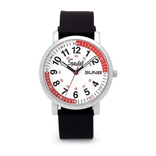 Speidel Scrub Watch™ Pulsometer 30 V2 Pulse Shade Quadrants Nurse Doctors Medical Professionals Students Men Women Unisex Easy Read Dial Military Time Second Hand Silicone Band Water Resistant