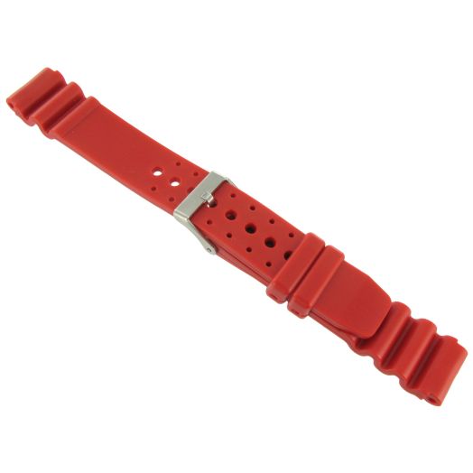 18mm Red Rubber Pro Sport Watch Band Strap Fits Seiko Diver & Others