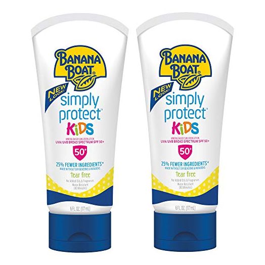 Banana Boat Kids 100% Mineral, Tear-Free, Reef Friendly, Broad Spectrum Sunscreen Lotion, SPF 50, 6oz. - Twin Pack