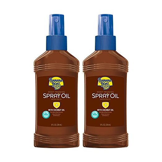 Banana Boat Deep Tanning Spray Oil Sunscreen with Coconut Oil, SPF 4, 8oz - Twin Pack