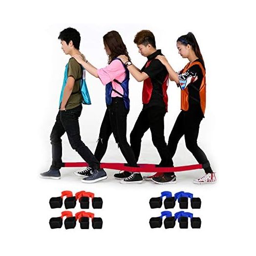 4 Legged Race Band, Outdoor Party Group Game for Kid Adult, Cooperative Team Race for Birthday Party, Relay Race, Field Day, Team-Building, Backyard Activity Game with Carrying Pouch(2 Pack
