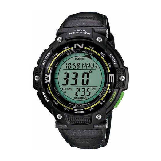 Casio Men's Twin Sensor Compass Watch, Green Nylon Strap