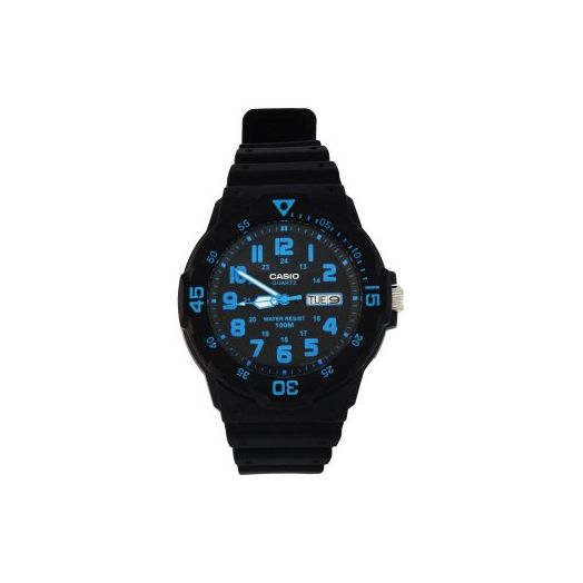 Casio Men's Sport Analog Blue-Accented Dive Watch, Black Resin Strap