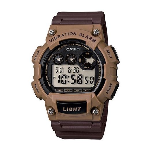 Casio Men's Stainless Steel Sport Digital Watch, Brown Resin Strap