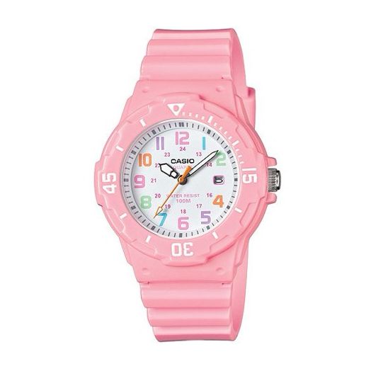 Casio Women's Dive Style Watch with Pink Glossy Resin Strap