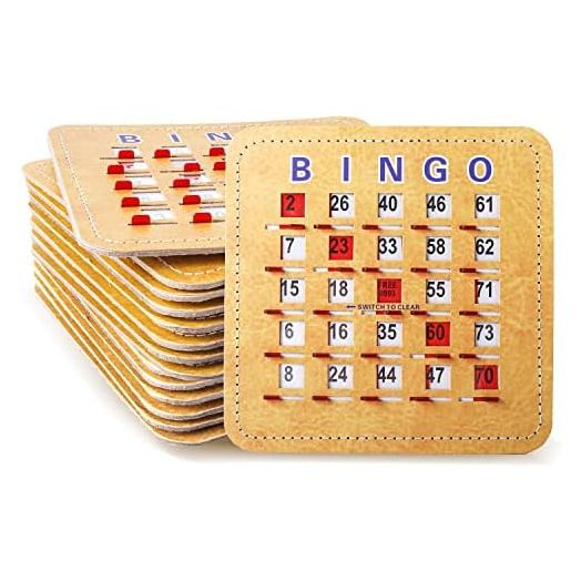 GSE 5Ply Stitched Shutter Bingo Cards, Finger-Tip Shutter Slide Bingo Cards, Easy-Read Large Print Bingo Cardboard with Sliding Windows (25-Pack)