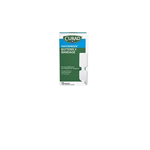 Curad CUR47442RBZ Bandage, Butterfly, Wp, 1 3/4" x 3/8", 1 box of 12 Bandages
