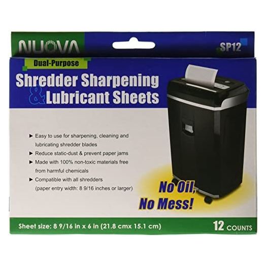 Nuova SP12 Shredder Sharpening & Lubricant Sheets, 12 Count