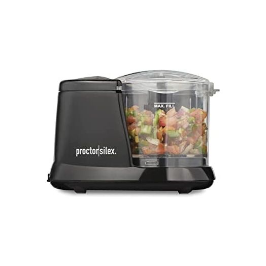 Proctor Silex Durable Electric Vegetable Chopper & Mini Food Processor for Chopping, Puree & Emulsify, 1.5 Cup, Black