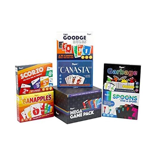 Regal Games Mega Card Family Game Pack with Canasta, Spoons and a Spork, Garbage, ScorZo, The Goodge Rules, and Banapples Decks