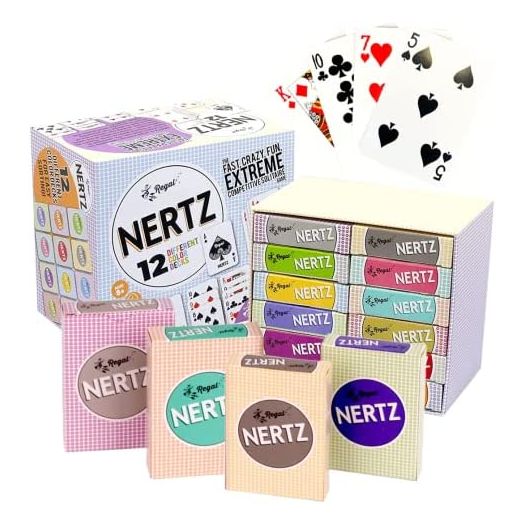 Regal Games, Nertz, Competitive Solitaire, Fast, Crazy, Fun, Extreme Card Game, 12 Multi-Colored Decks, Also