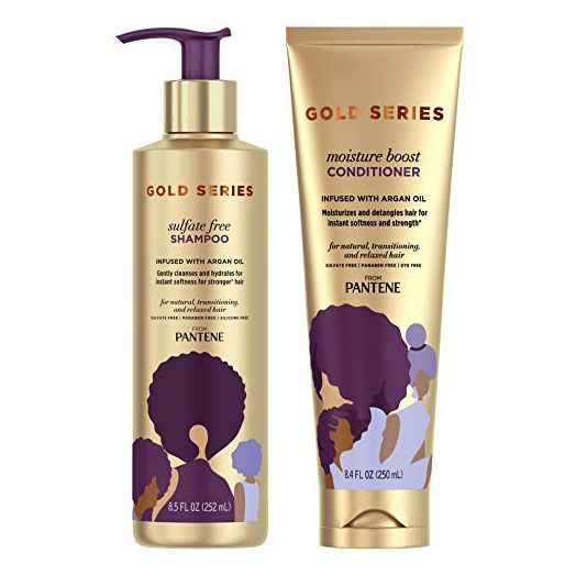 Pantene, Gold Series Shampoo and Sulfate Free Conditioner Kit with Argan Oil, 17.9 fl oz