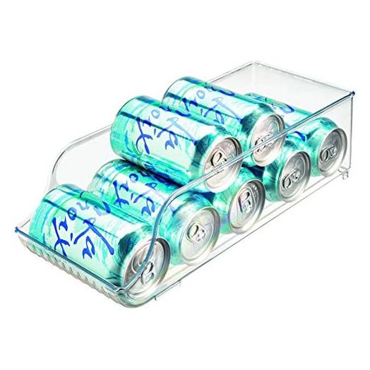 iDesign Plastic Refrigerator and Freezer Storage Organizer Bin Soda Can and Drink Holder for Kitchen, Basement, Garage Fridge, BPA-Free, Holds 9 Cans, Clear