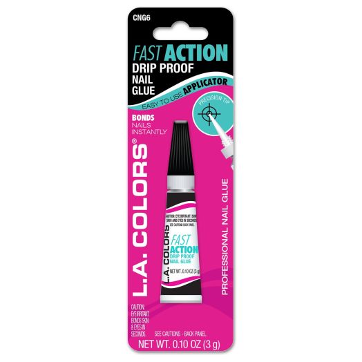 L.A. COLORS Fast Action Drip Proof Nail Glue, Clear, 0.10 oz
