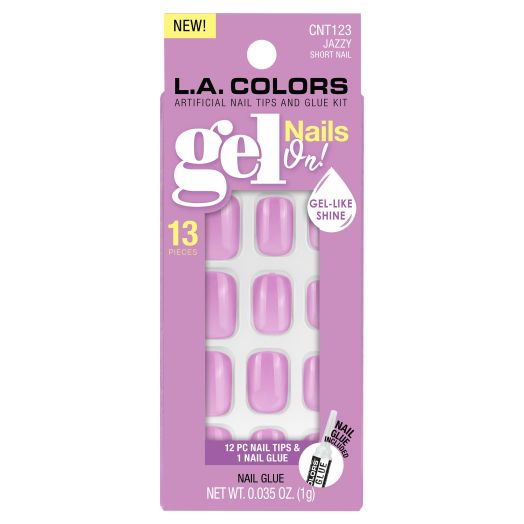 L.A. COLORS Gel Nails On Nail Tips, Jazzy, 13 Pieces