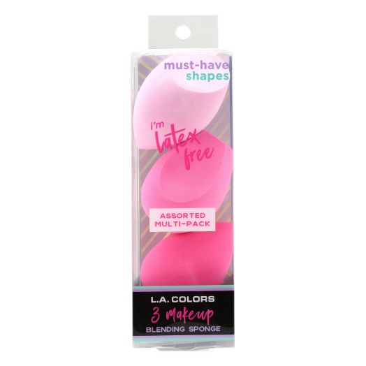 L.A. COLORS Assorted Makeup Blending Sponge, Pink, 3 Count
