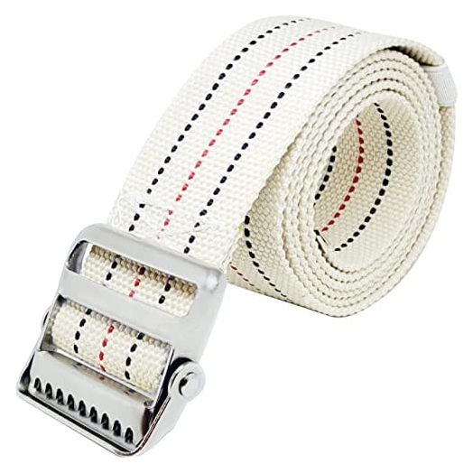 LiftAid Transfer and Gait Belt 60inch - Walking Standing and Transfer Assist Aid for Caregiver Therapist Nurse Elderly with Metal Buckle (Beige)