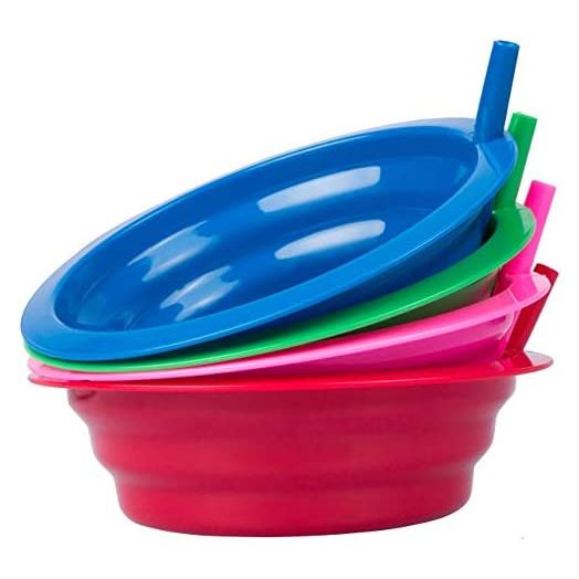 Cereal Bowls with Straws for Kids by CIBI | BPA-Free Plastic | Toddler Sip-A-Bowls with Built-In Straw for Cereal and Soup | Set of 4 Colorful Breakfast Bowls