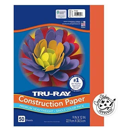 Pacon PAC103002 Tru-Ray Construction Paper, 9 x 12 Inches, Orange, 50 Sheets (103002)
