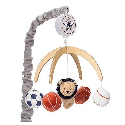 Lambs & Ivy Hall of Fame Lion/Sports Balls Musical Baby Crib Mobile Soother Toy