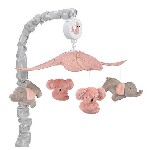 Lambs & Ivy Calypso Pink/Gray Koala & Elephant Musical Baby Crib Mobile