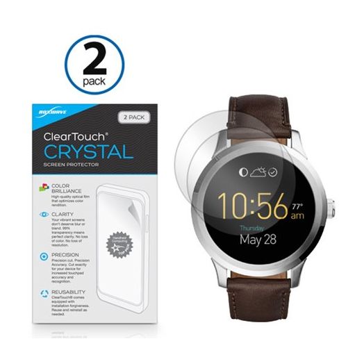 Fossil Q Founder Gen 2 (2016) Screen Protector, BoxWave [ClearTouch Crystal (2-Pack)] HD Film Skin - Shields From Scratches for Fossil Q Founder Gen 2 (2016), Tailor