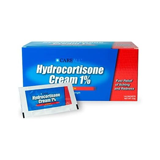 (144 Pack) CareALL 1% Hydrocortisone Cream, 0.9gr Foil Packet, Maximum Strength Formulation, Relieves Itching and Redness, Compare to Active Ingredient of Leading Brand.
