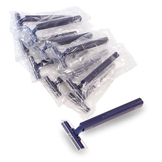 Individually Wrapped Twin Blade Razors with Clear Safety Cap, Disposable, Bulk Packed, Sold by the Case. (144 Pack)