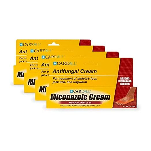 (4 Pack) CareALL® 1.0 oz. Antifungal Miconazole Nitrate 2% Cream, Compare to Leading Brand, Cures Most Athlete’s Foot, Jock Itch, Ringworm