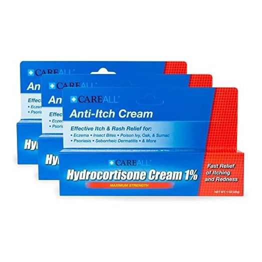(3 Pack) CareALL 1% Hydrocortisone Cream, 1oz Tube, Maximum Strength Formulation, Relieves Itching and Redness, Compare to Active Ingredient of Leading Brand.